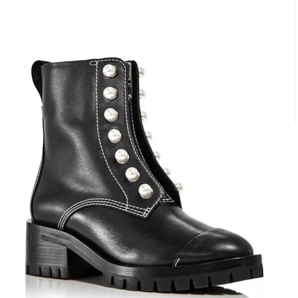 3.1 Phillip Lim Shoes - 3.1 Phillip Lim Hayett Black Lug Sole Zipper Boots with Pearls Women’s 9.5/10